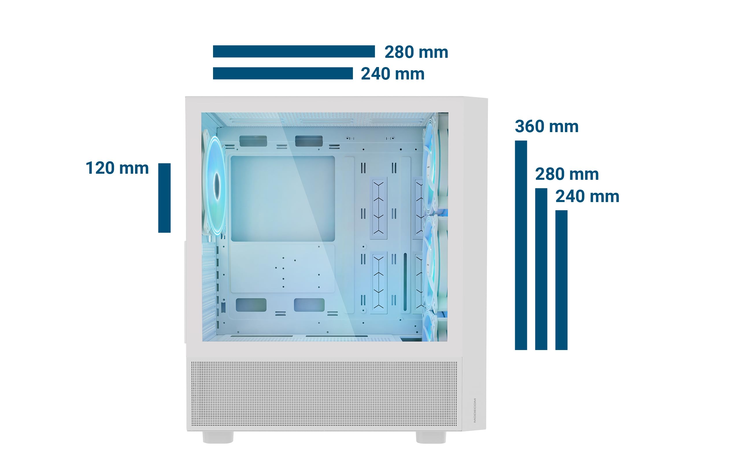 Modecom Breeze ARGB Flow Midi Tower Gehäuse Weiß ATX