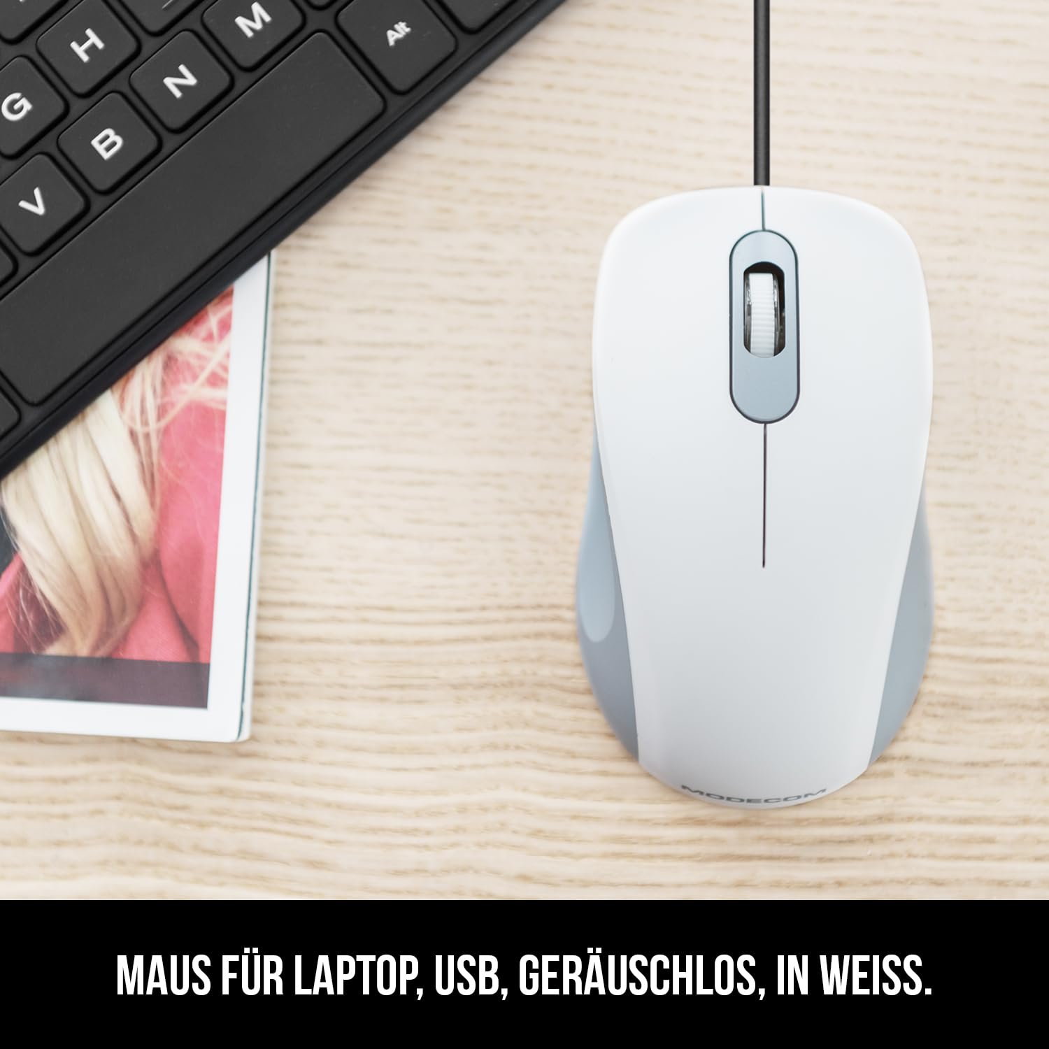Modecom MC-M10S Maus weiß USB silent optisch