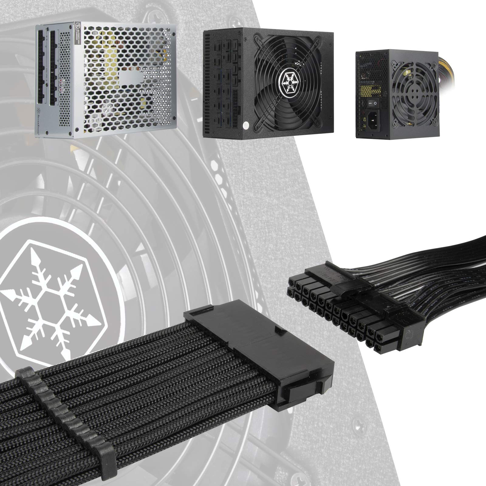 SilverStone PP07E-MBB ATX Kabel 24-Pin schwarz 30cm