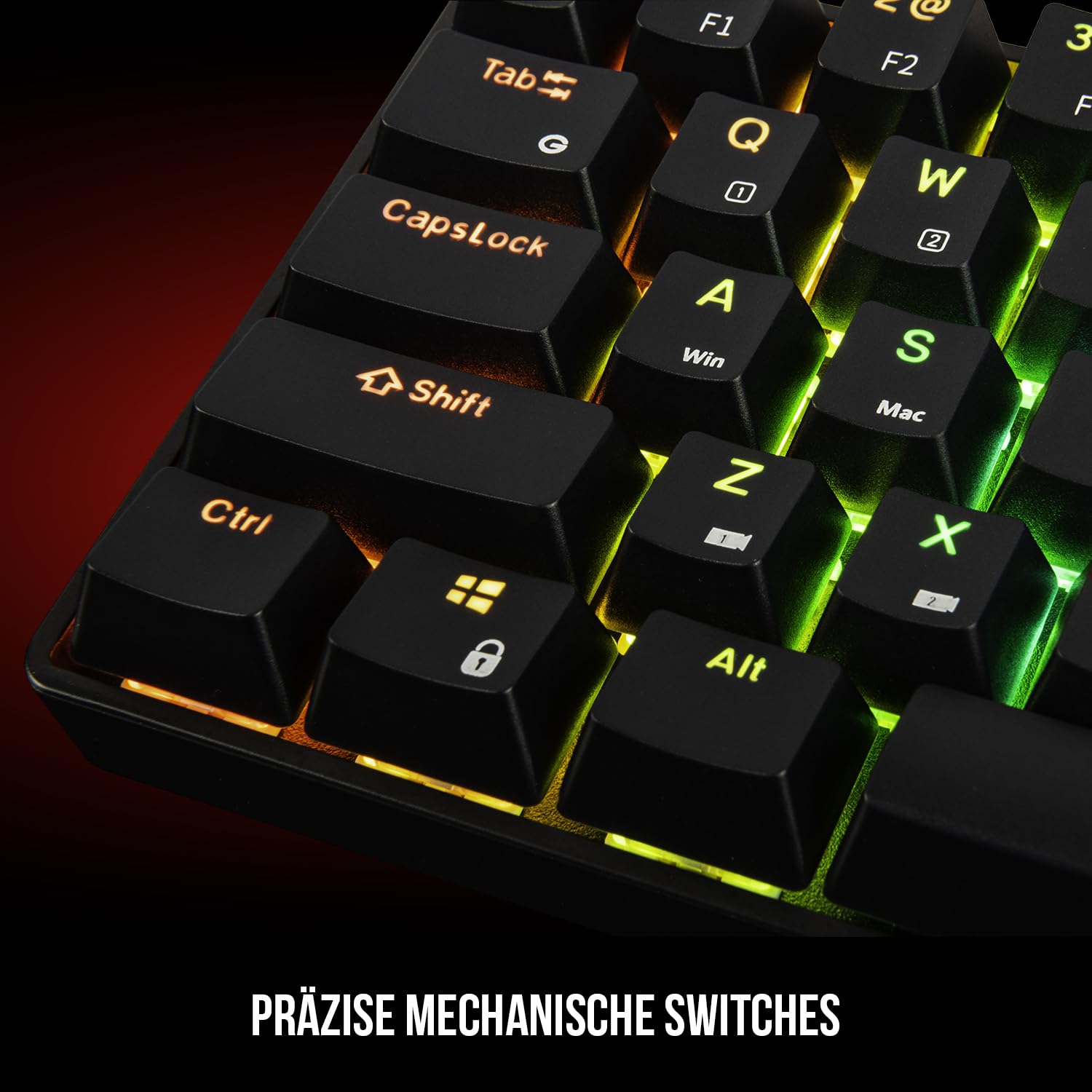 Modecom Volcano Lanparty RGB BT Tastatur 65% Gateron Yellow