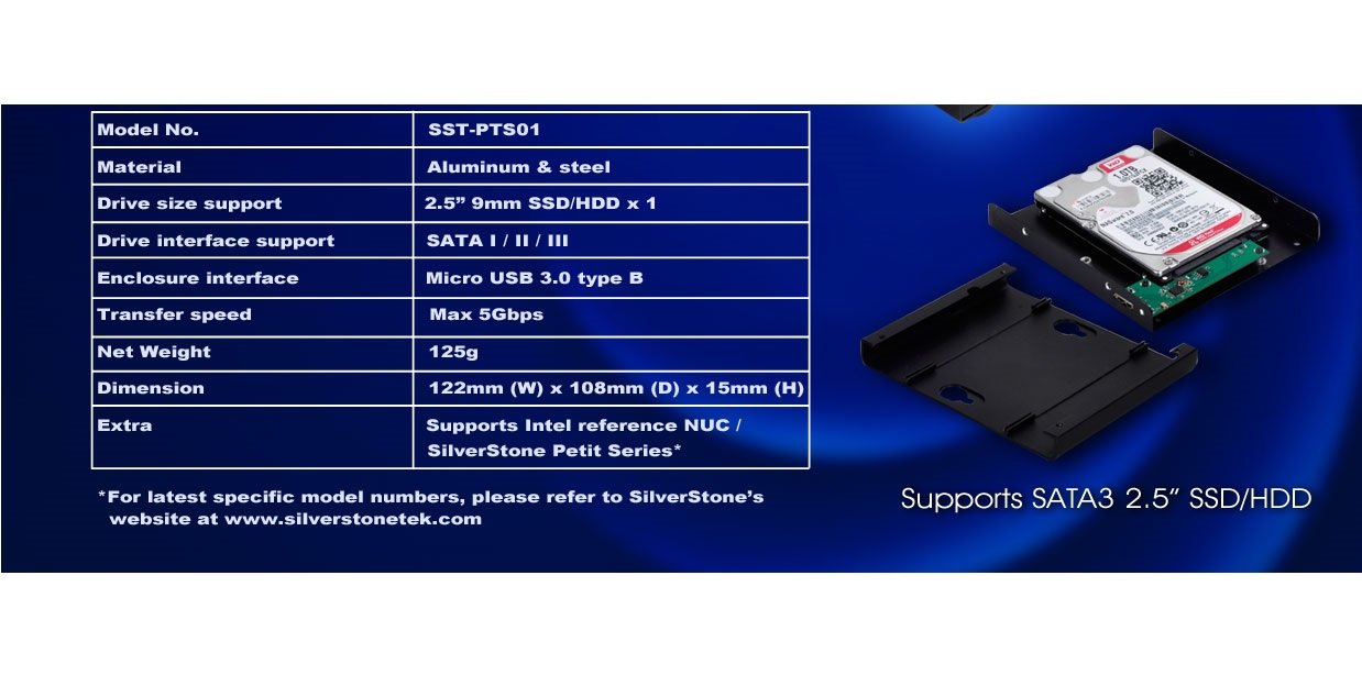 SilverStone SST-PTS01B Festplatten-Gehäuse 2,5 Zoll USB 3.0 schwarz