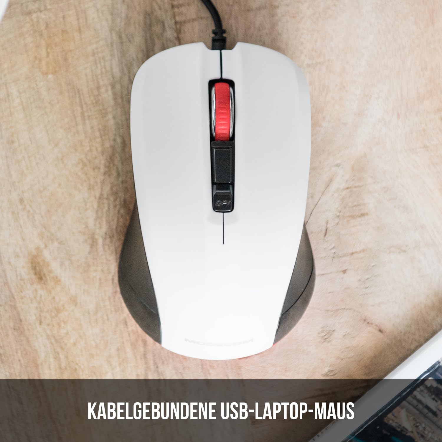 Modecom MC-M9.1 Maus schwarz-weiß USB 1,5 m Kabel