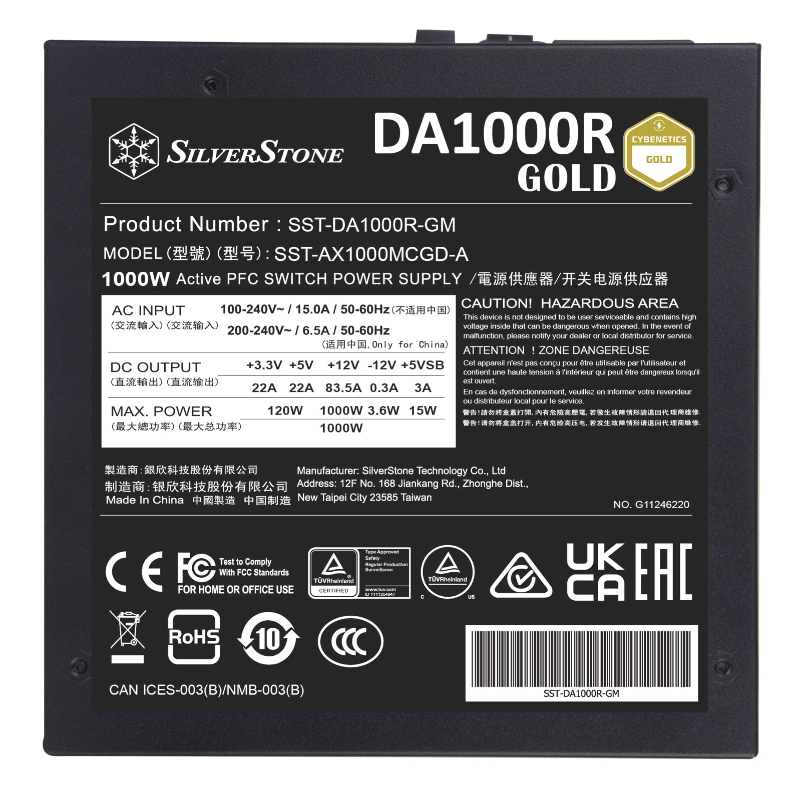 SilverStone DA1000R Decathlon Netzteil 1000W ATX 3.0 modular Gold